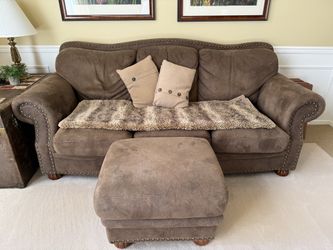 Ultra suede, couch, chair, and ottoman