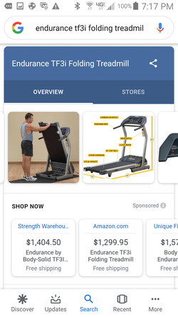 Endurance tf3i folding treadmill sale