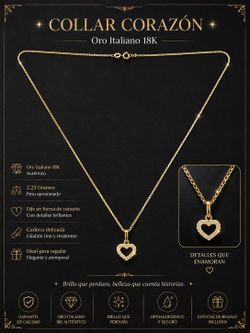 Cadena de oro de corazón 18K