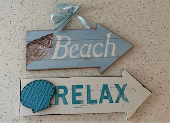 Beachy nautical coastal wall decor 2pcs