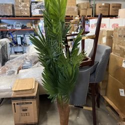  6’Tall Triple Golden Cane Palm Artificial Tree, Large Topical Fake Tree with 24 Realistic Leaves Artificial Plants in Pot for Indoor Outdoor Home Off