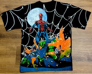 Spider-Man vs Electro (XL) Marvel AOP All Over Print Black Graphic T-Shirt #15A