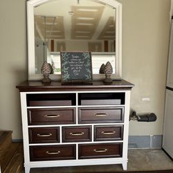 REFINISHED UNIQUE BUFFET AND MIRROR