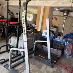 Workout Set W/bench, Weights, And Pullup/leg Bar