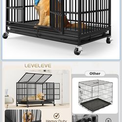 LEVELEVE 48 Inch Heavy Duty Indestructible Dog Crate