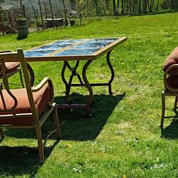 Hampton Bay outdoor table and 6 chairs with cushions and cover