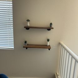Set Of 4 Brown Floating Shelves 