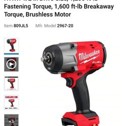 Milwaukee M18 Fuel 1/2 Inch High Torque Impact Wrench $230 Tool Only 