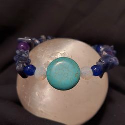 Turquoise, Blue Sapphire, Amethyst, Sodalite Crystal Bracelet 