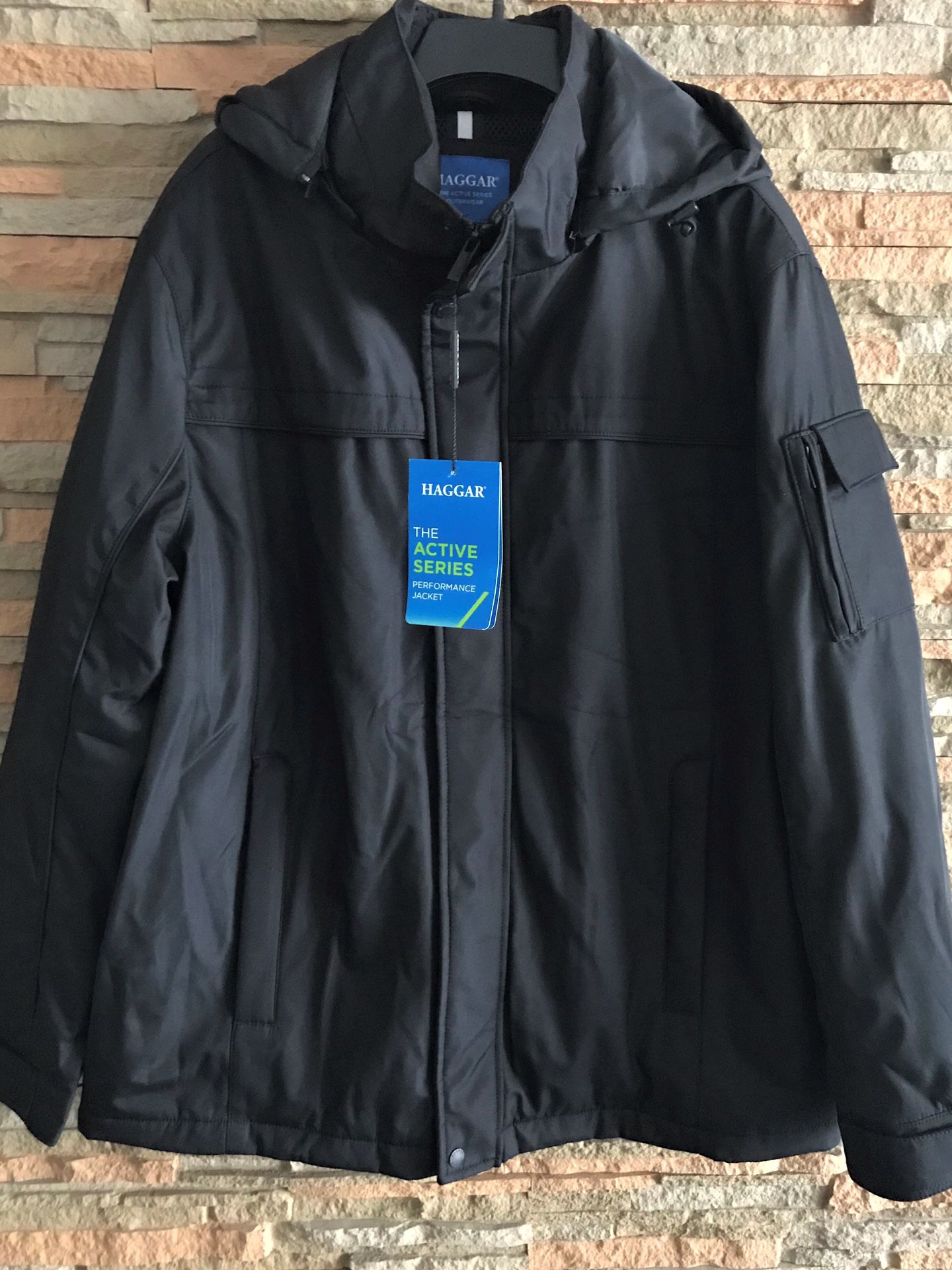 NEW - Haggar Black Parka Warm Winter Jacket Hood Size XL