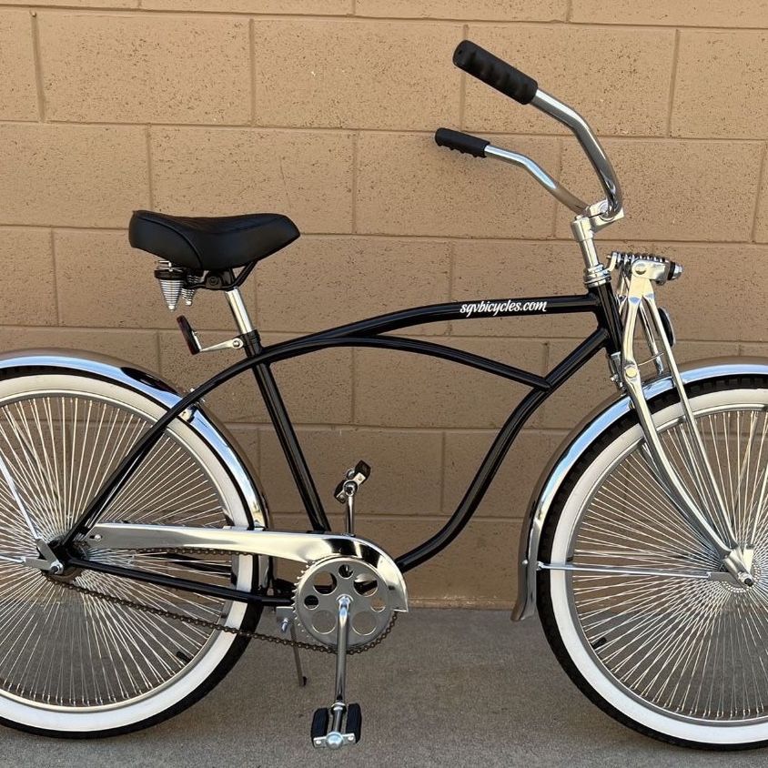 lowrider bicycle rims 26 Micargi 26" x 3" Bike Alloy Wheel Set  Chrome Fat Rims, Coaster Brake P75 80mm R Lowrider Bike Parts 26 Inch
