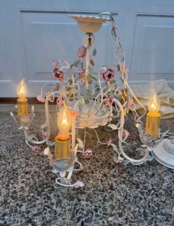 Vintage Italian tole chandelier 5 lights
