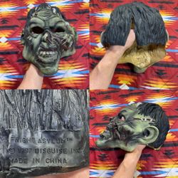 Vintage Frankenstein Fright Asylum 1997 Disguise INC Halloween Latex Mask