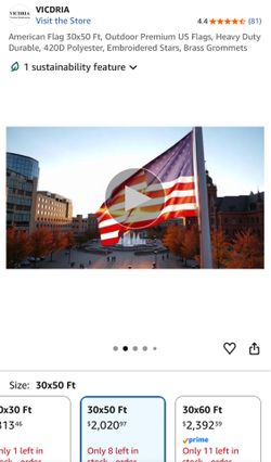 American Flag 30x50 Ft, Outdoor Premium US Flags, Heavy Duty Durable, 420D Polyester, Embroidered Stars, Brass Grommets