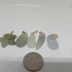 Vtg Lot Prettu Icy Green Jade Burma Lot 
