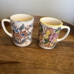 Two Handpainted Italian Cups