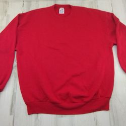 Vintage Jerzees Red Crewneck Sweatshirt Blank Men Size XL