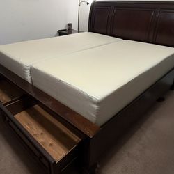 King Size Solid Wood Bed Frame with Storage – $150