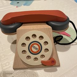 sydiesmart Wooden Toy Rotary Phone with Magnolia