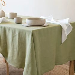 Sage Green Linen Tablecloth - 90x150cm