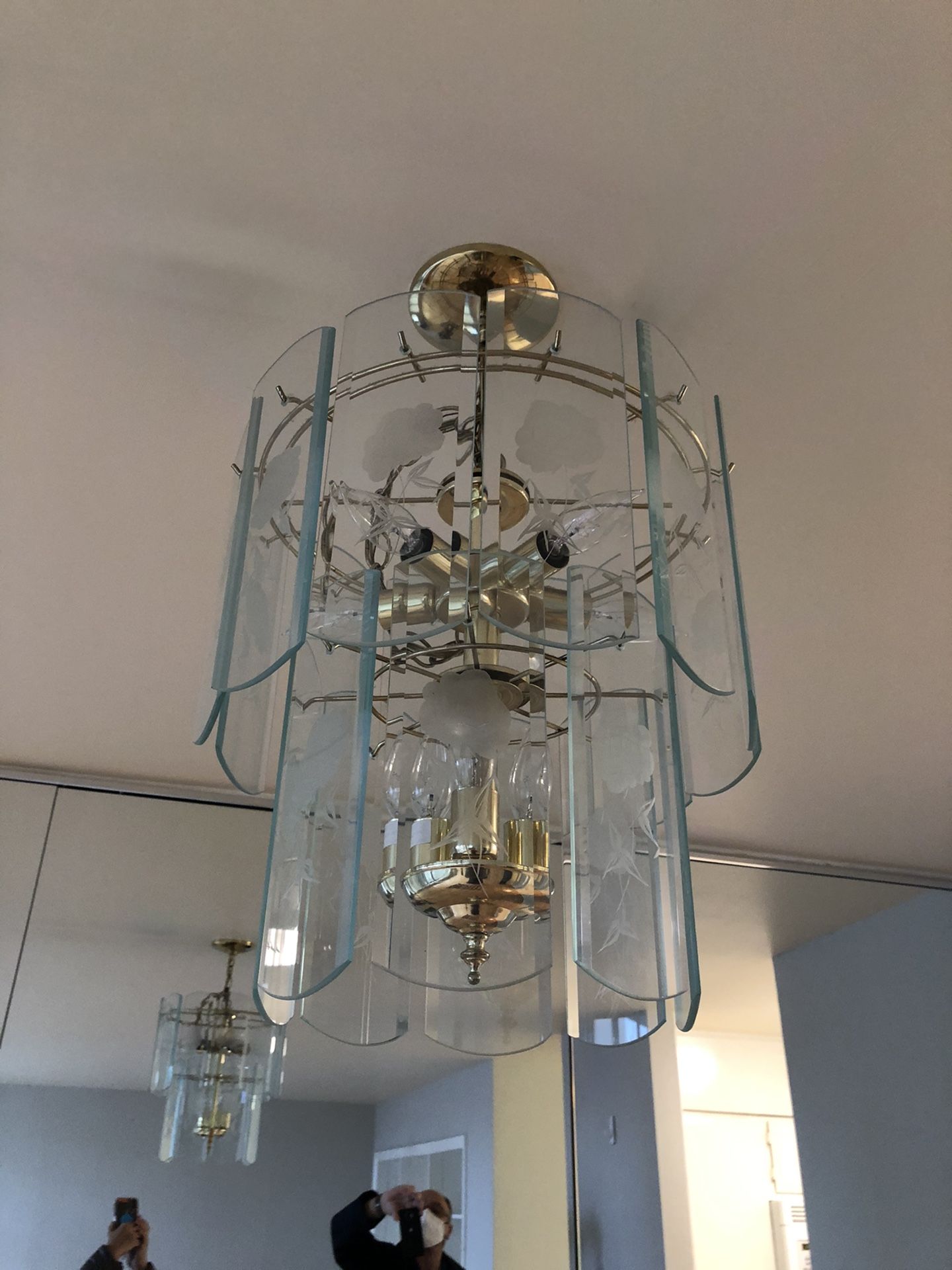 Chandelier With Etched Glass