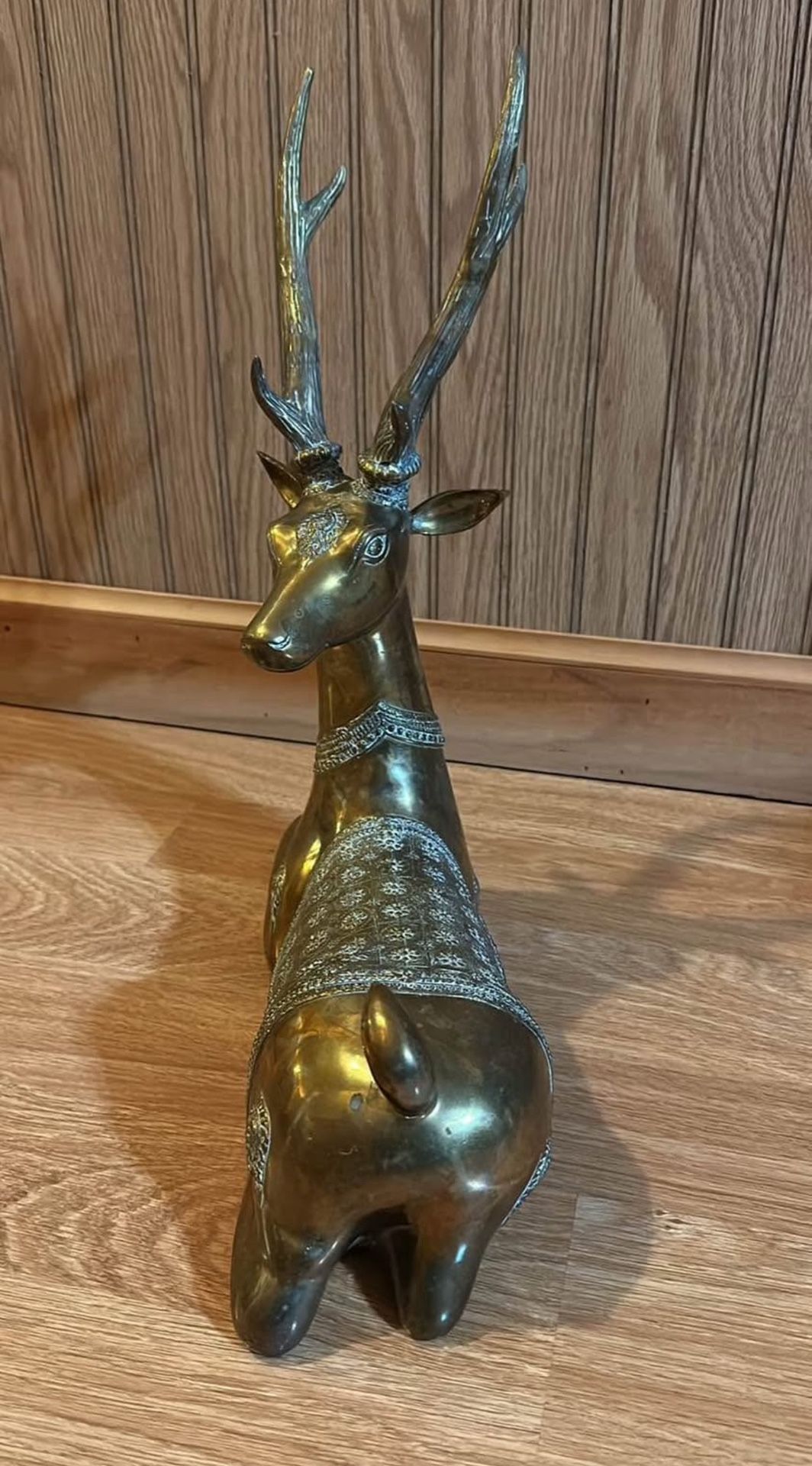 1970s Hollywood Regency Style Brass Recumbent Deer