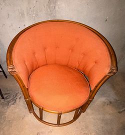 Mid-century Modern Barrel Chair with Orange Upholstery