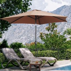 UMBRELLA - Outdoor 9 Feet Aluminum Market Umbrella with Crank and Push Button Tilt - No Base