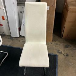 Dining Chair in White Faux Leather & Chrome. 2 Only