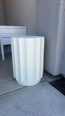 White Fluted Concrete Side Table