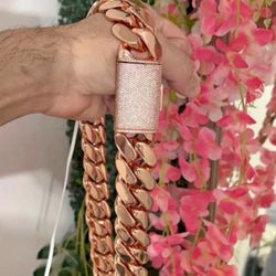 Miami Cuban Link Rose Gold Plated Chain Necklace