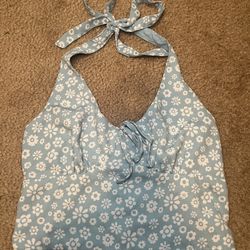 Hollister Floral Blue Halter Top Women’s Small