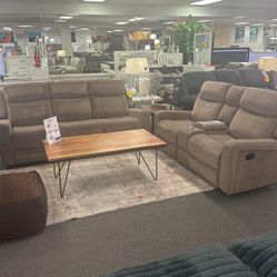 Gorgeous Reclining Sofa&Loveseat Available In Light Grey $799