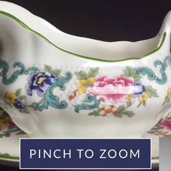 Royal Doulton, Flora dora Green Gravy Boat And Plate