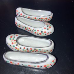 Lot Of 4 Ballerina Shoes Polka Dot Chopstick Rest 