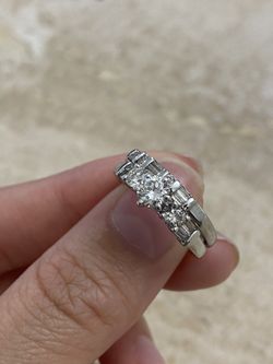14k White gold diamond engagement set