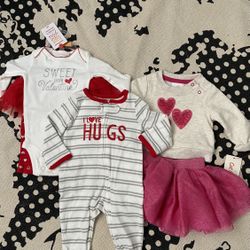 Baby Newborn Heart Valentine Day Sets Kids Clothes Doll Clothes