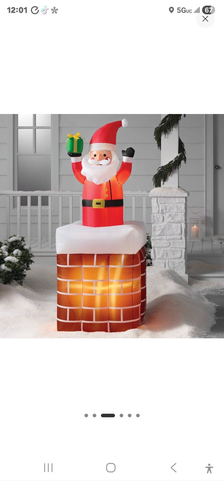 6' LED Animated Santa in Chimney Christmas Inflatable Decoration Red - Wondershop™: Festive Yard Display, Easy Setup