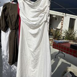 White Dress With Thin Gray Lines. 