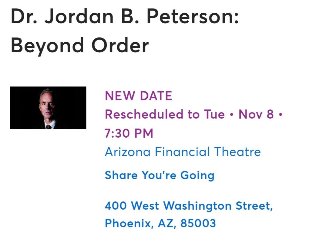 Jordan Peterson Tonight. Section 7 Row 24