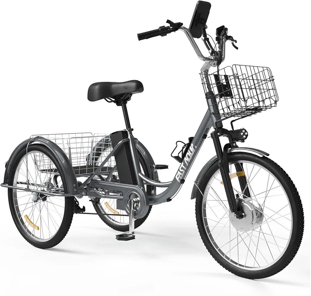 Electric Trike for Adults,24" Tire Etrike,3-Wheel Electric Bicycle with Removable 48V/13Ah Battery,Electric Tricycle with Front & Rear Large