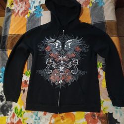 Skulls And Roses Alt/Emo Sweater Black 