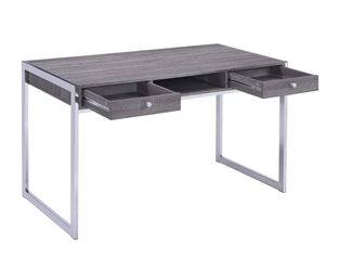 *Wallice 2-Drawer Writing Desk Weathered Grey And Chrome*