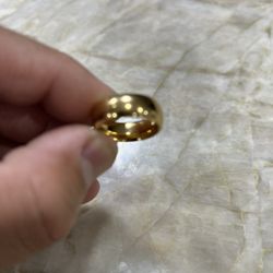 14K Gold Over TITANIUM Wedding Ring Size 7