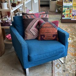 Ikea Teal Blue Chrome Leg Accent Chair / JBZTVJ 