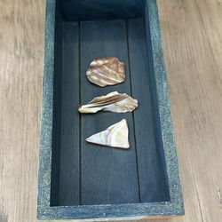Up-cycled Trinket box hand painted With affixed abalone pieces