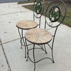 Metal & Rattan Barstools (2)