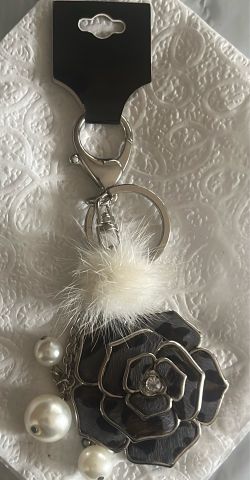 Camellia flower statement bag charm / keychain.