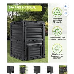 80 Gal Compost Bin Fertilizer Tumbler Container, Black