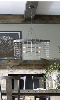 Gorgeous Industrial Bird Cage Style Wire Brushed Nickel Chandelier